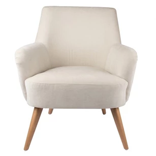 1A111.29 armstoel beige stof zacht armchair l'oca nera naturel houten poten italiaans design natural wood