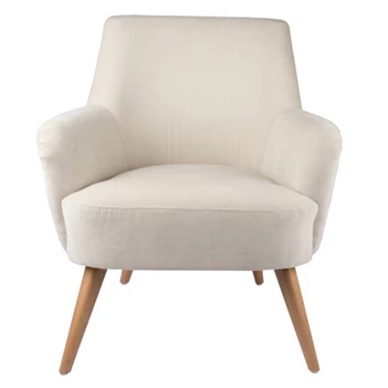 1A111.29 armstoel beige stof zacht armchair l'oca nera naturel houten poten italiaans design natural wood