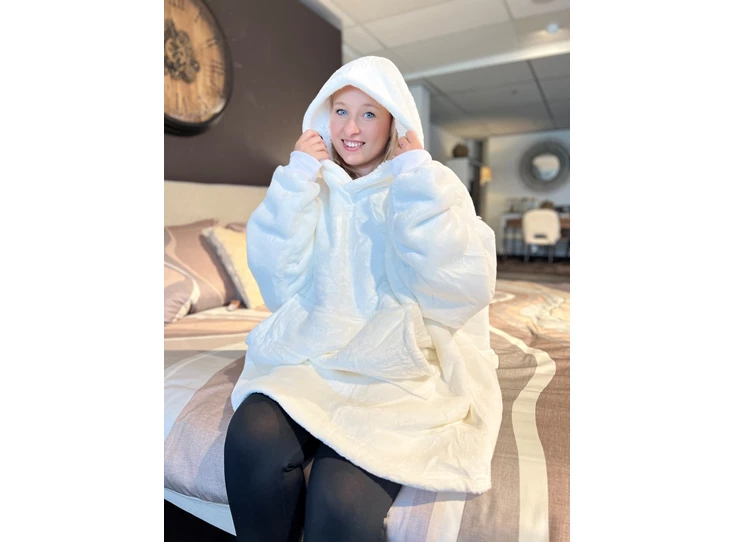 hoodie ecru met kap superzacht warm plaid