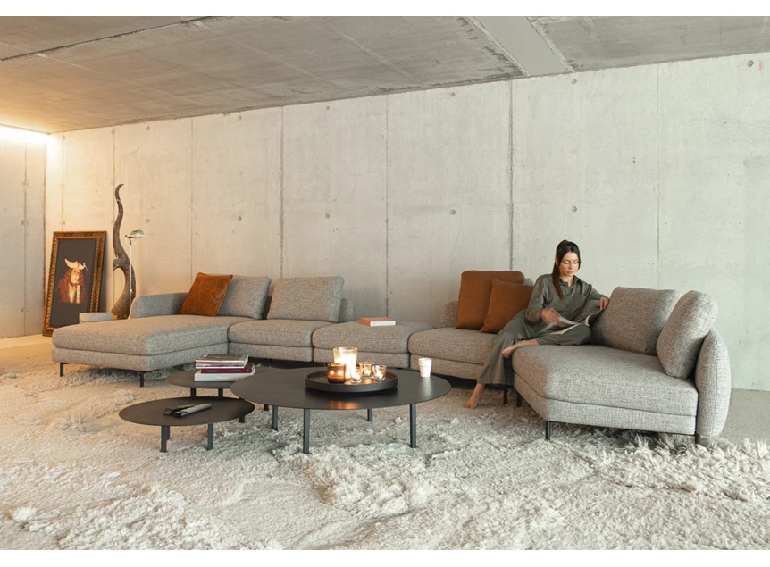 Poef tussenin Hoekzetel Matt met schuine hoekelementen stof Moome by Indera