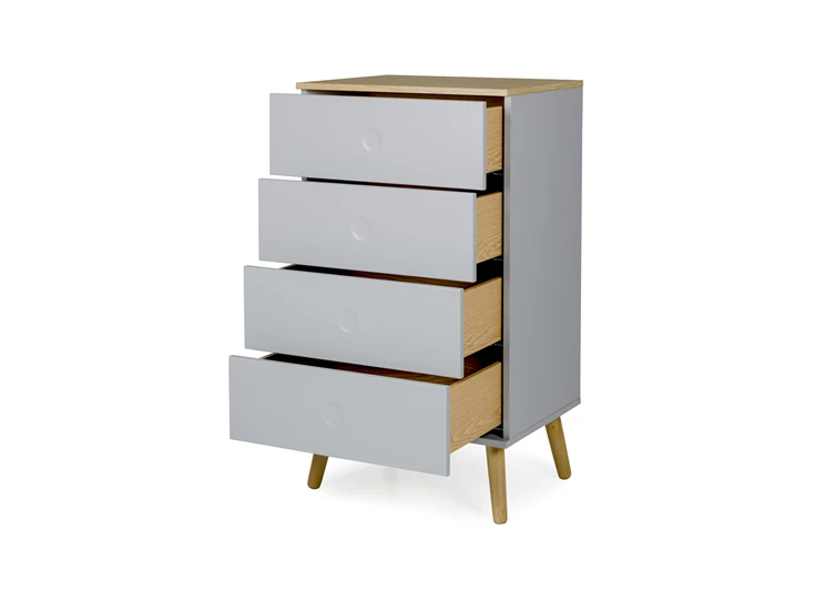 1654-612 grijs modern commode 4 laden eik scandinavisch design budget 4 drawers grey oak dot tenzo chest