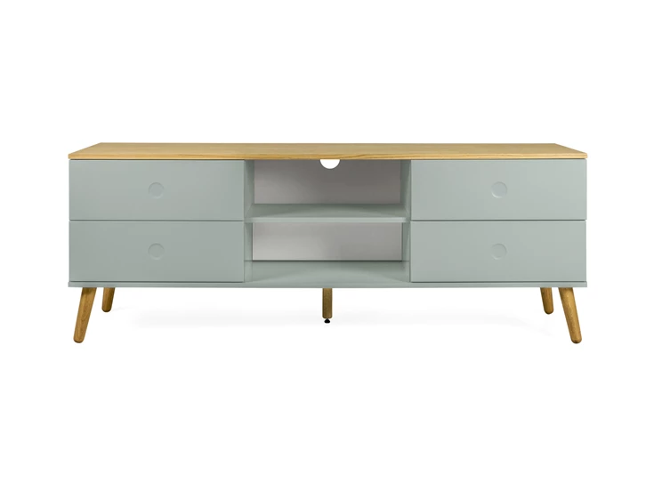 1664-676 sage oak tv-bench scandinavisch design dot groen eik tv-meubel tenzo 4 laden 4 drawers