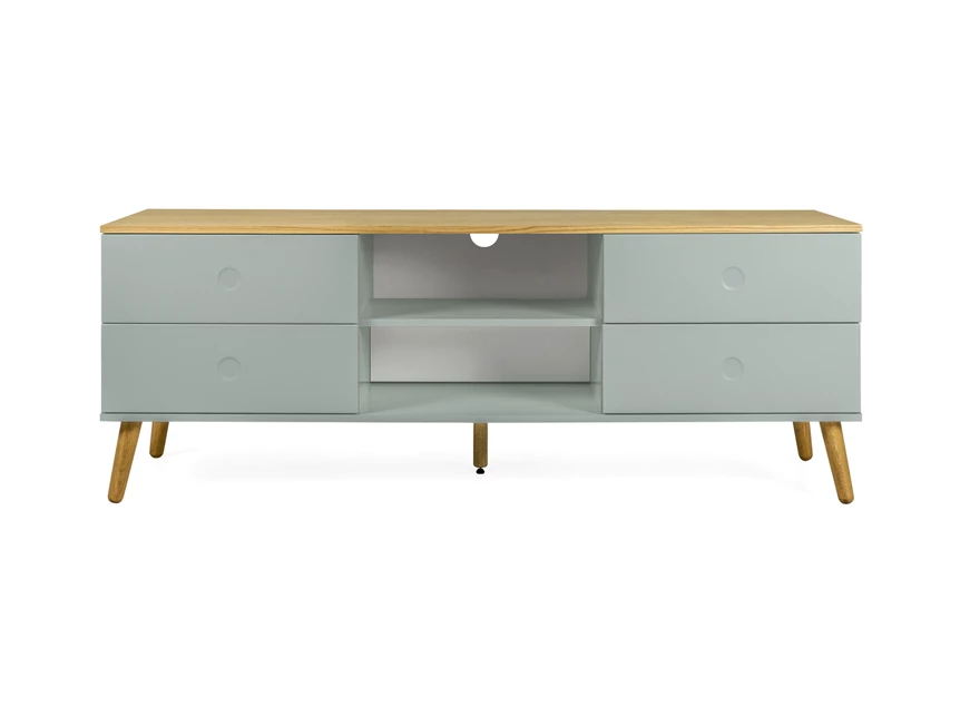 1664-676 sage oak tv-bench scandinavisch design dot groen eik tv-meubel tenzo 4 laden 4 drawers