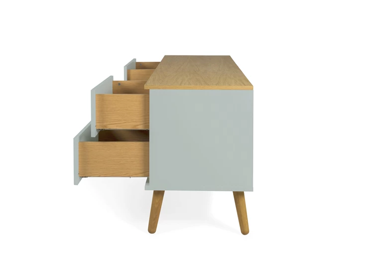 1664-676 tv-bench scandinavisch design sage dot groen eik tv-meubel tenzo 4 laden 4 drawers oak