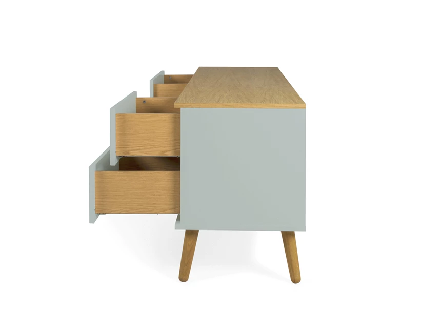 1664-676 tv-bench scandinavisch design sage dot groen eik tv-meubel tenzo 4 laden 4 drawers oak
