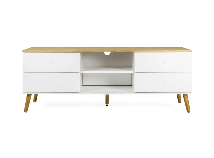 1664-454 scandinavisch design white dot wit eik tv-meubel tenzo 4 laden 4 drawers oak tv-bench