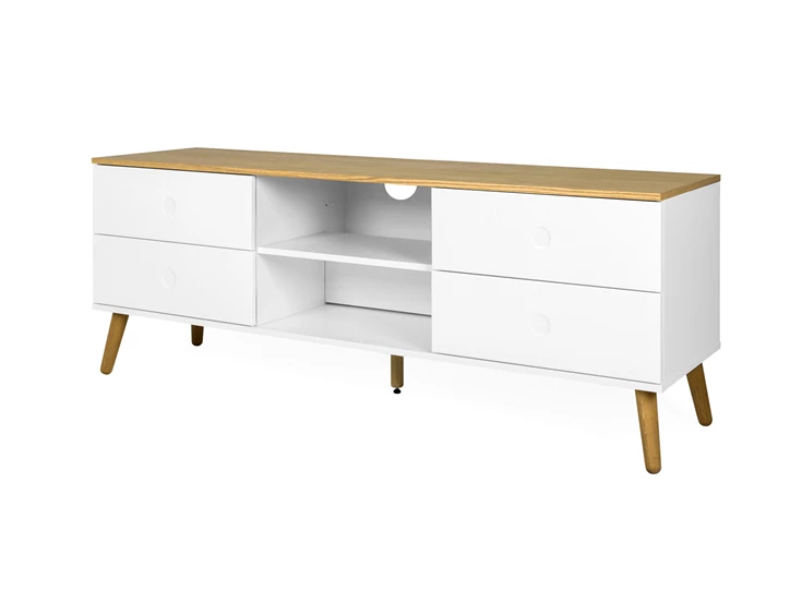 1664-454 eik tv-meubel tenzo 4 laden 4 drawers oak tv-bench white dot wit scandinavisch design