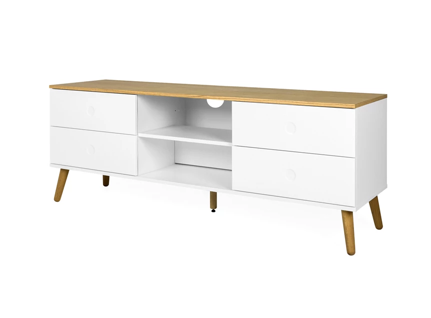 1664-454 eik tv-meubel tenzo 4 laden 4 drawers oak tv-bench white dot wit scandinavisch design