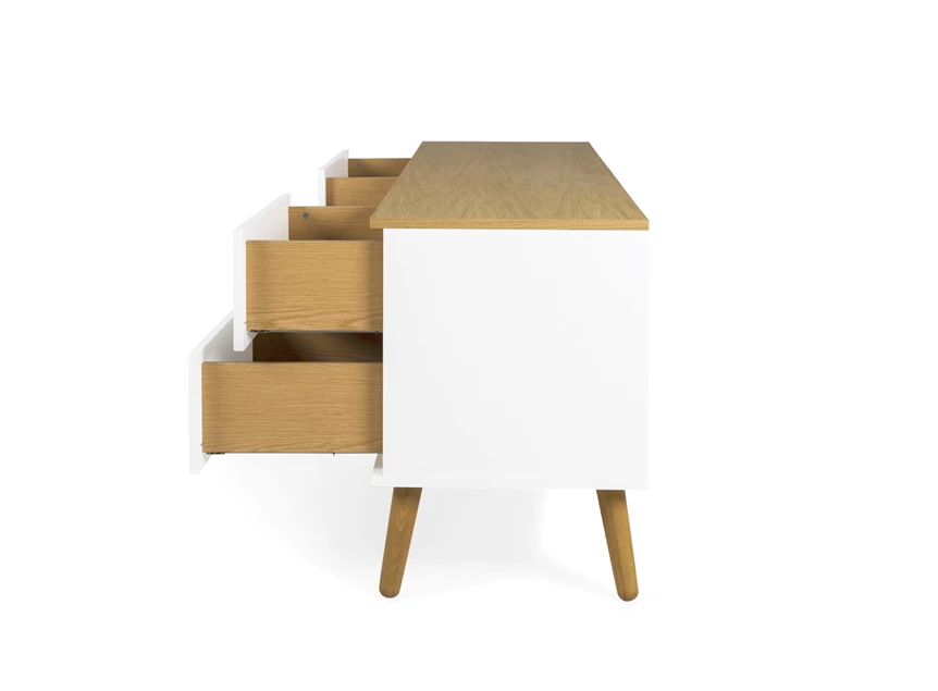 1664-454 eik design tenzo 4 laden 4 drawers tv-meubel oak white dot tv-bench wit scandinavisch