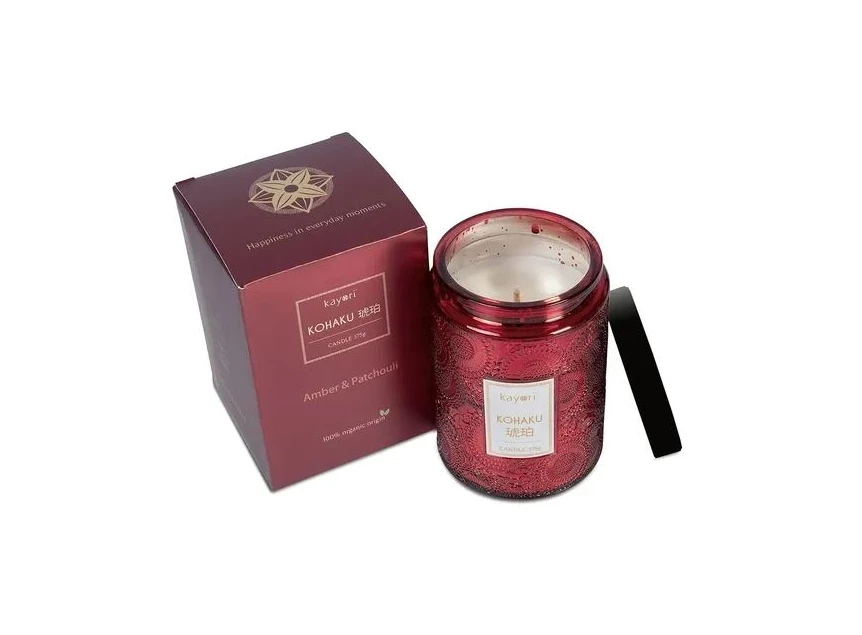 Kayori- kohaku- geurkaars- rood- open