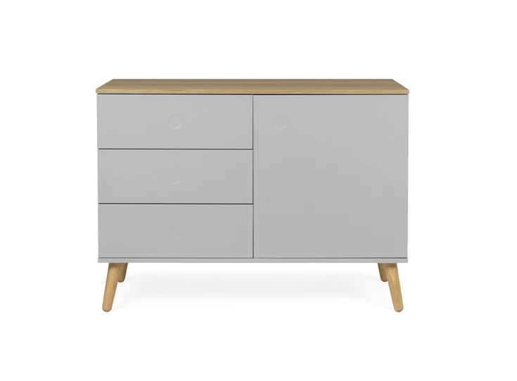 1674-612 dot grijs oak 3 drawers scandinavisch tenzo 3 laden dressoir 1 deur 1 door design grey eik sideboard