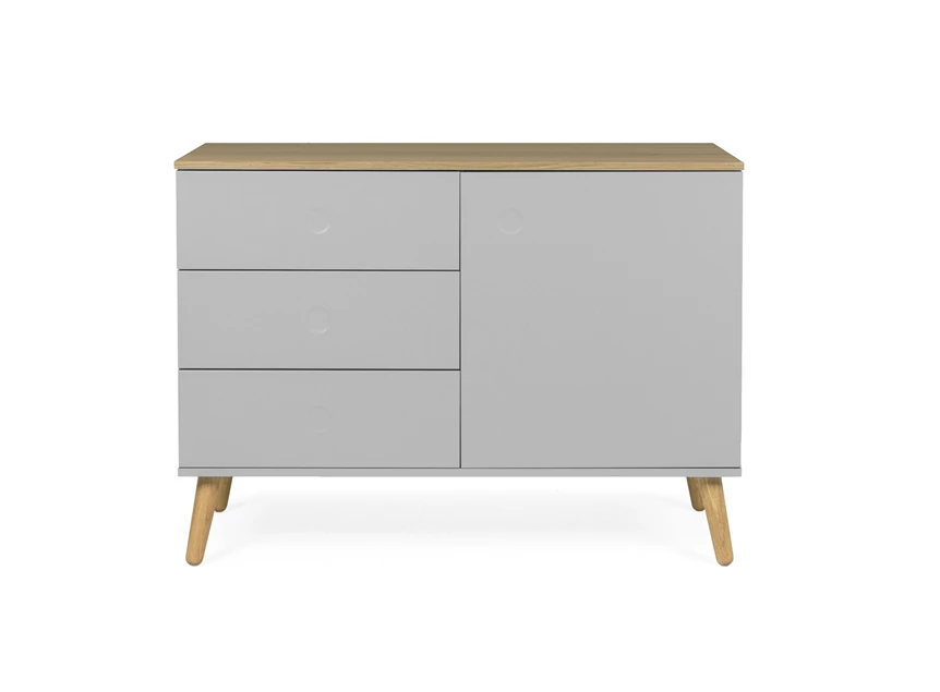 1674-612 dot grijs oak 3 drawers scandinavisch tenzo 3 laden dressoir 1 deur 1 door design grey eik sideboard