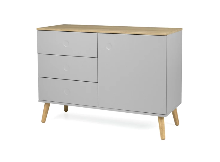 1674-612 3 laden dressoir 1 deur 1 door design grey eik sideboard grijs oak 3 drawers dot scandinavisch tenzo