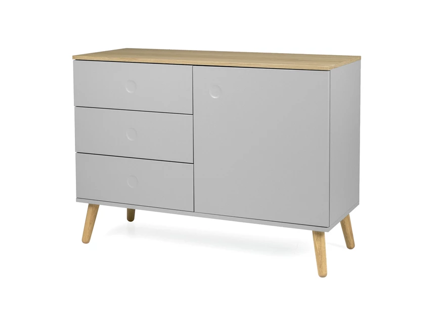 1674-612 3 laden dressoir 1 deur 1 door design grey eik sideboard grijs oak 3 drawers dot scandinavisch tenzo