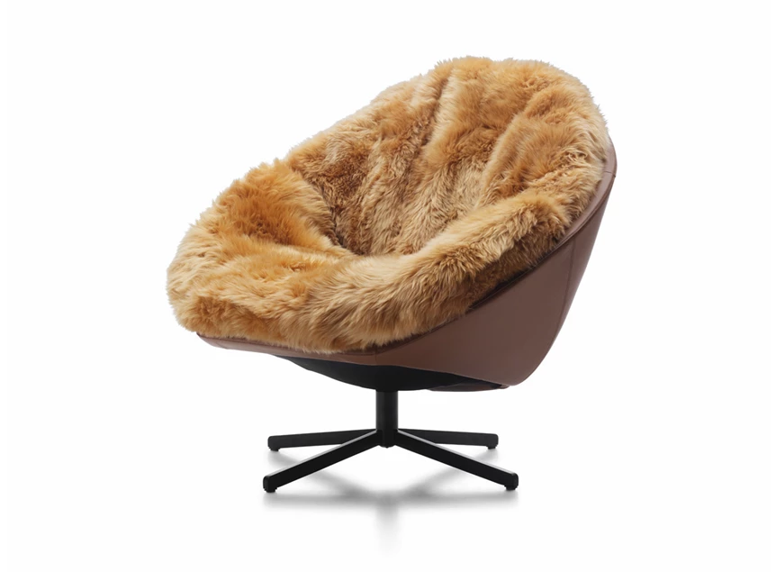 Bijzetzetel Coco DS-265 unit 1 schelp leder kussen schapenvacht De Sede