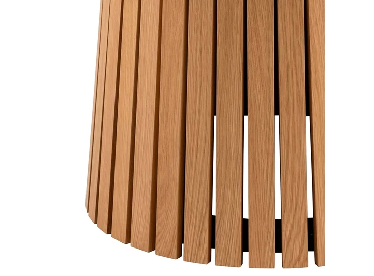 Christo 22095 eettafel rond eik fineer vernist actona detail lamellen poot