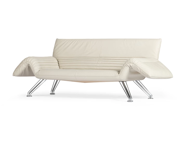 Zijkant Zetel 2-zit Wing DS-142 unit 123 leder wit De Sede