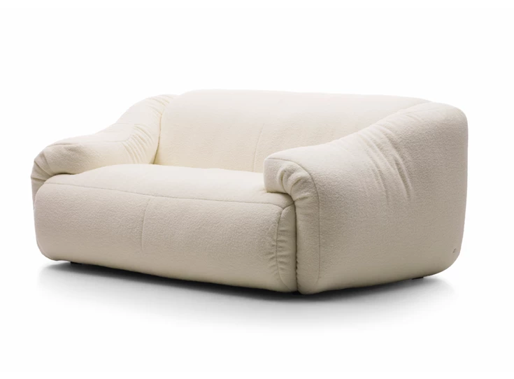 Zijkant Zetel canapé 2-zit London DS-705 stof bouclé wit De Sede