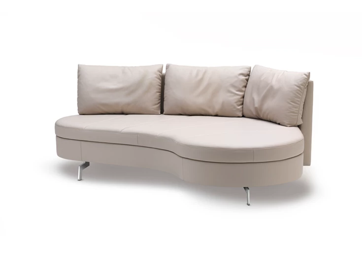 Rugleuning recht Zetel canapé 2-zit Island DS-167 leder beige De Sede