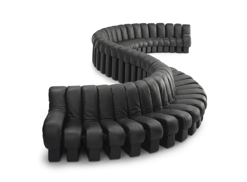 Verstelbare salon Snake DS-600 leder zwart De Sede