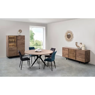 Slato eetkamer set BAR1 DR4 TROYMM28 K670 old teak sfeerbeeld en stoel Corona