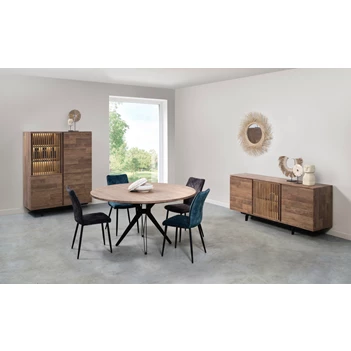 Slato eetkamer set BAR1 DR4 TROYMM28 K670 old teak sfeerbeeld en stoel Corona