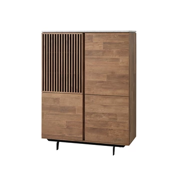 Barkast Slato BAR1 evan eetkamer belgisch K670CAL old teak met Calacatta white