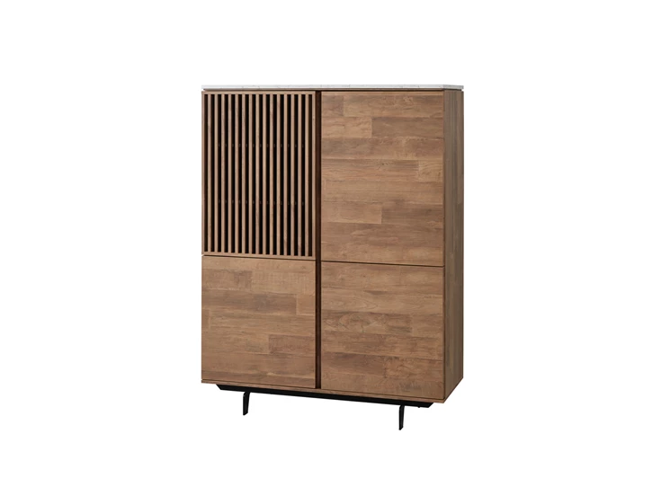 Barkast Slato BAR1 evan eetkamer belgisch K670CAL old teak met Calacatta white