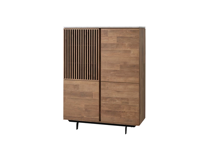 Barkast Slato BAR1 evan eetkamer belgisch K670CAL old teak met Calacatta white