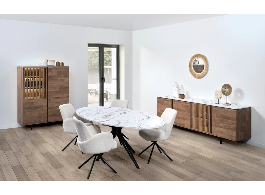 Dressoir Slato DR1 evan eetkamer belgisch K670CAL old teak Calacatta white sfeerbeeld