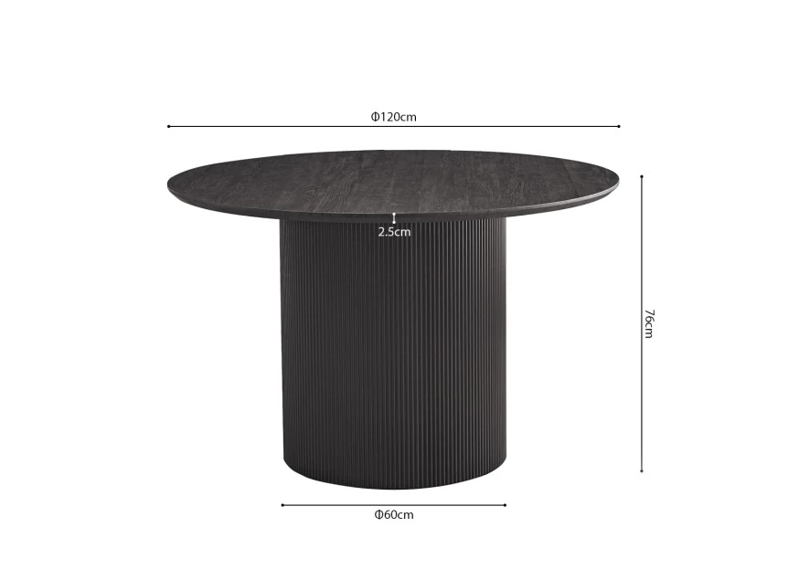 51835-327.80 TAFEL 'LAGOS' 120 CM ROND DECOR DONKERBRUIN rousseau product afmetingen