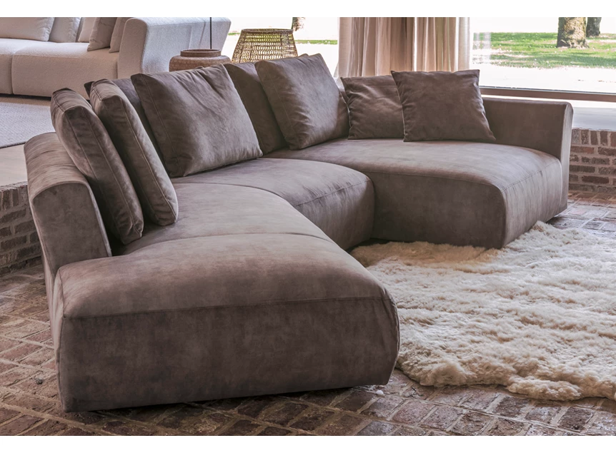 Salon Boombastic met longchair stof fluweel Passe Partout