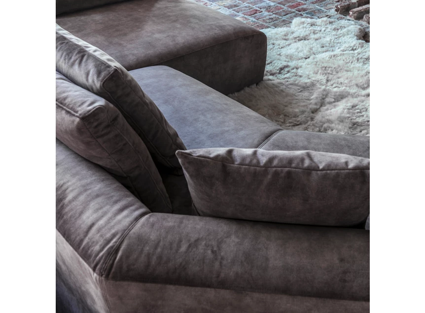 Achterkant Salon Boombastic met longchair stof fluweel Passe Partout