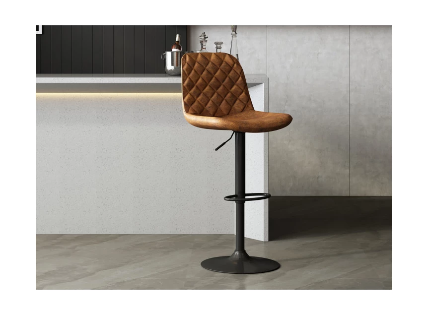 5570-4 madrid barstoel verstelbaar hoogte rousseau cognac schuin vooraanzicht sfeerbeeld
