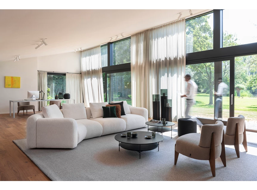 Sfeerfoto Salon Bombino met schuin afsluitelement stof Passe Partout