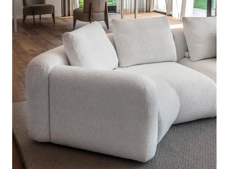 Zijkant Salon Bombino met schuin afsluitelement stof Passe Partout