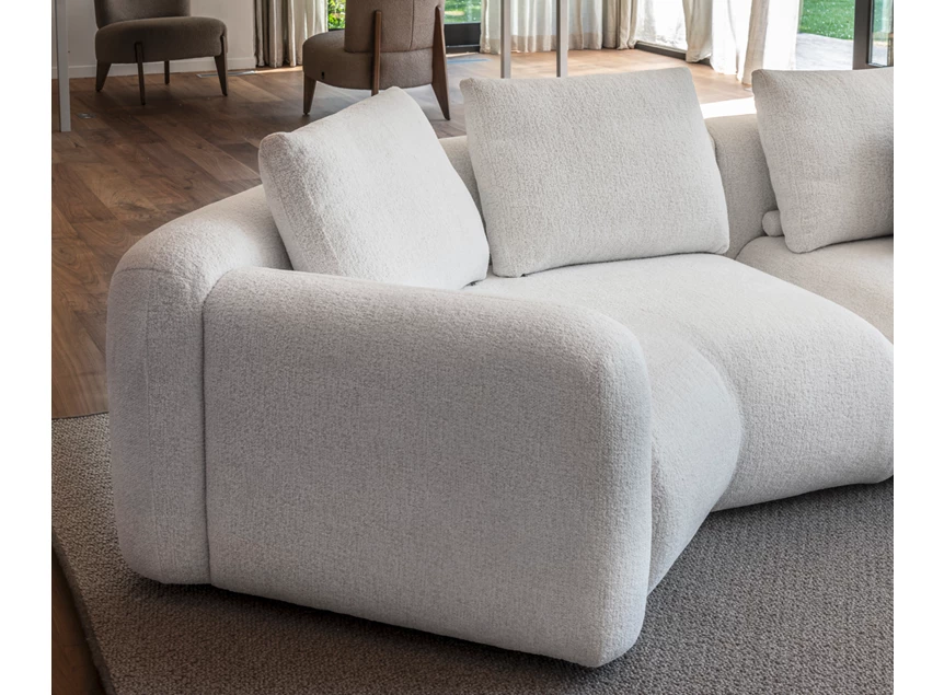 Zijkant Salon Bombino met schuin afsluitelement stof Passe Partout