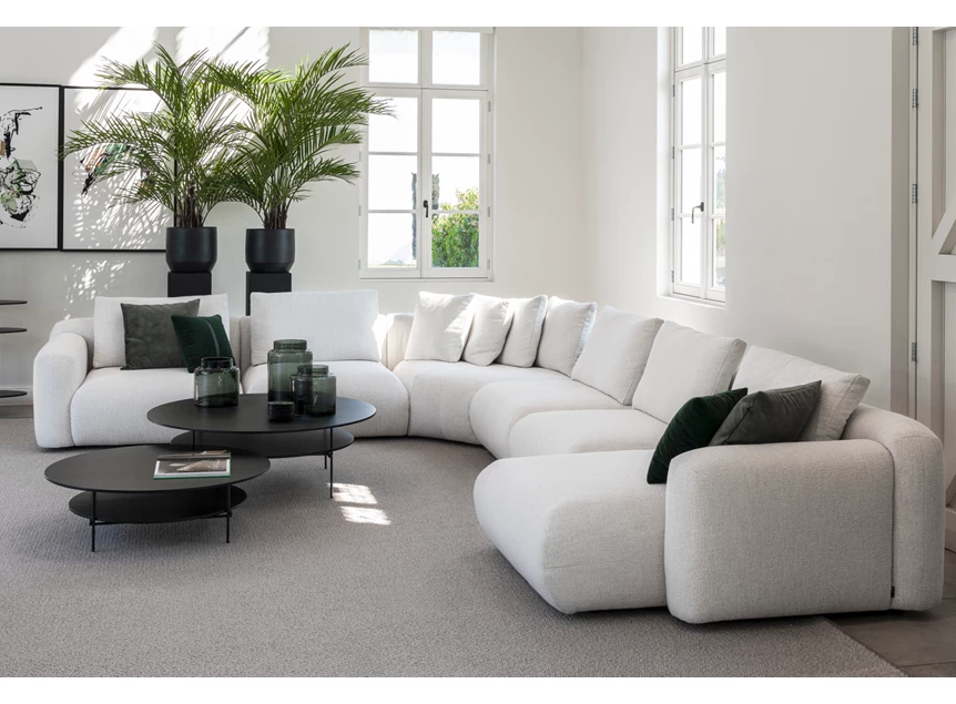 Grote hoeksalon Bombino stof wit Passe Partout