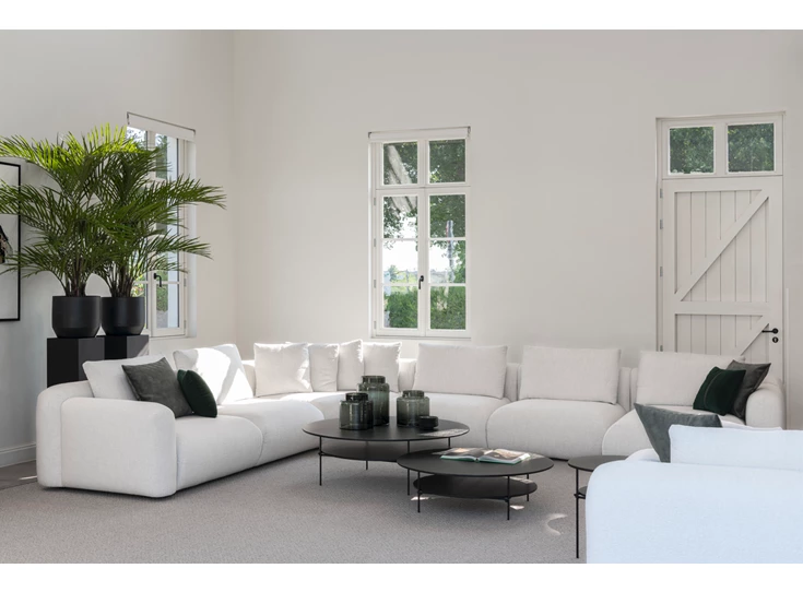 Front Grote hoeksalon Bombino stof wit Passe Partout