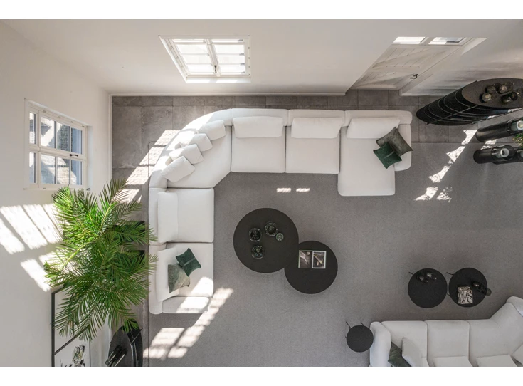 Bovenkant Grote hoeksalon Bombino stof wit Passe Partout