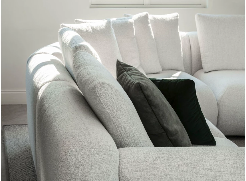 Zijkant Grote hoeksalon Bombino stof wit Passe Partout