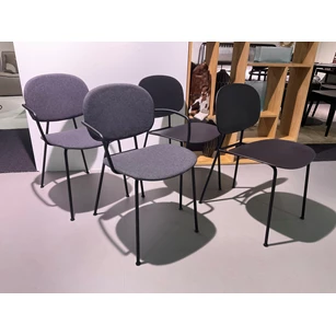 Stoelen Tondina set zwart frame stof grijs Infiniti