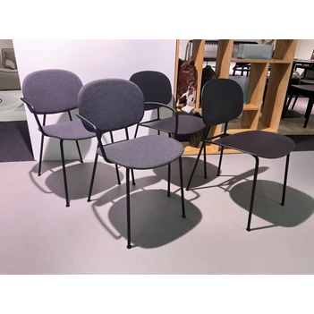 Stoelen Tondina set zwart frame stof grijs Infiniti