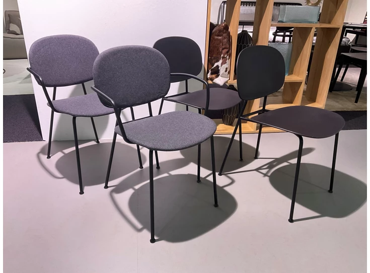Stoelen Tondina set zwart frame stof grijs Infiniti