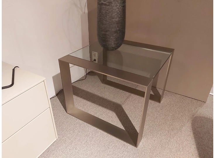 Zijkant Bijzettafel Ring RIN5029 klaar glas nikkel Dekimpe modern design