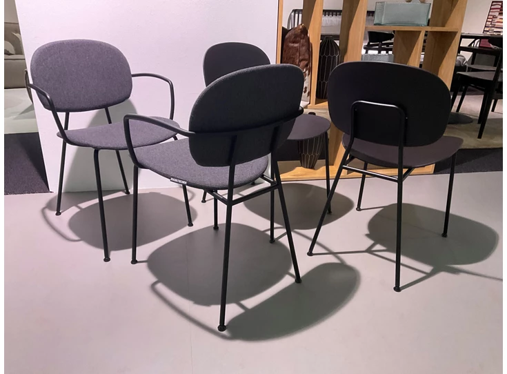 Gedraaid Stoelen Tondina set zwart frame stof grijs Infiniti