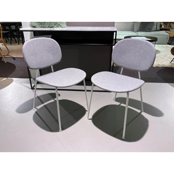 Stoel Tondina frame wit bekleding stof lichtgrijs Infiniti
