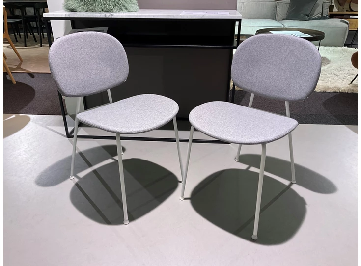 Stoel Tondina frame wit bekleding stof lichtgrijs Infiniti