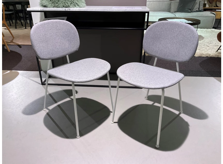 Stoel Tondina frame wit bekleding stof lichtgrijs Infiniti