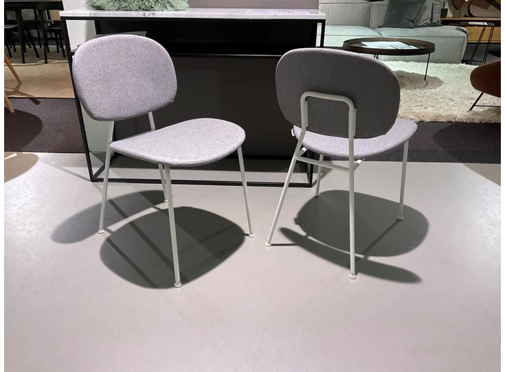 Gedraaid Stoel Tondina frame wit bekleding stof lichtgrijs Infiniti